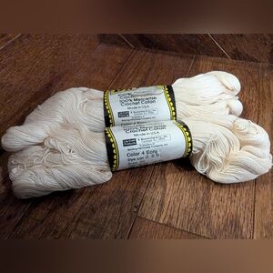 Vintage Lily Daisy Mercerized Cotton Yarn 2x 350 Yard Skiens Color Ecru. Size 20